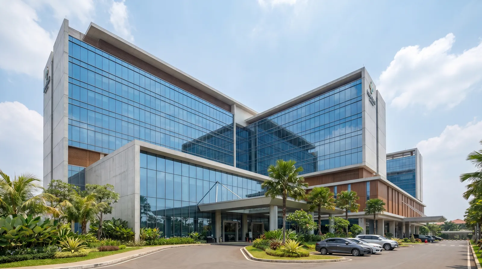 Gedung rumah sakit modern yang dilayani supplier alat kesehatan di Jakarta dan Kalimantan