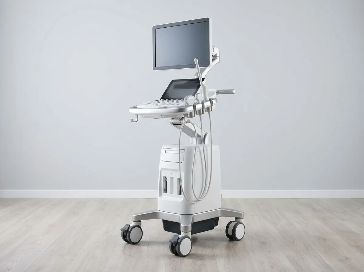 Mesin ultrasonografi (USG) dengan probe di klinik