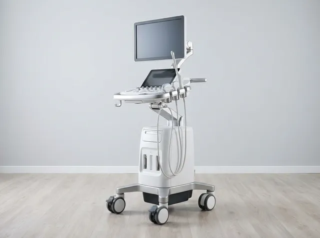 Mesin ultrasonografi (USG) dengan probe di klinik
